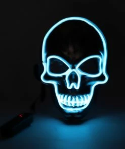 KKi Comfortable Life Store Halloween Mask Neon Mask LED Light Up Party Glowing EL Wire Woven Skull Shape Halloween Light Up Mask Carnival Masquerade Cosplay Costume Props