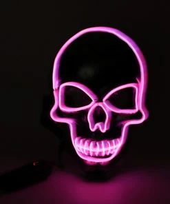KKi Comfortable Life Store Halloween Mask Neon Mask LED Light Up Party Glowing EL Wire Woven Skull Shape Halloween Light Up Mask Carnival Masquerade Cosplay Costume Props