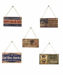 The American Store Patriotic Theme Party Supplies New Creative American 4th Of July Independence Day Wooden Plaque Sign God Bless USA Wall Hanging Wood Decoration