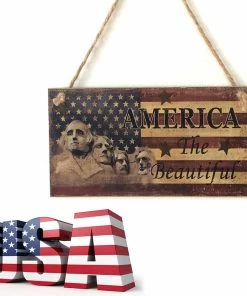 The American Store Patriotic Theme Party Supplies New Creative American 4th Of July Independence Day Wooden Plaque Sign God Bless USA Wall Hanging Wood Decoration