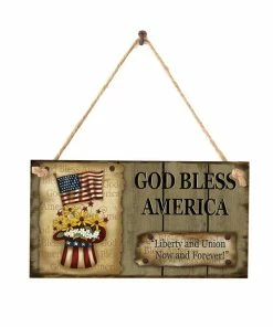 The American Store Patriotic Theme Party Supplies New Creative American 4th Of July Independence Day Wooden Plaque Sign God Bless USA Wall Hanging Wood Decoration