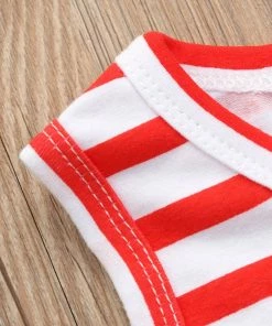 Onlineamericanstore Newborn Toddler Baby Toddler Girl Clothes Simple Match For Children 4th Of July Striped Stars Tops Vest Shorts Outfit BabyCloth Kids Clothing