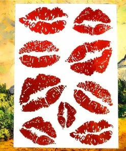 The American Store Halloween Temporary Tekashi69 Tattoos Nu-TATY Sexy Red Lips Temporary Tattoo Body Art Flash Tattoo Stickers 17*10cm Waterproof Fake Tatoo Car Styling Wall Sticker