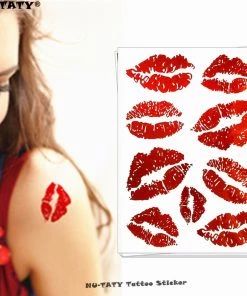 The American Store Halloween Temporary Tekashi69 Tattoos Nu-TATY Sexy Red Lips Temporary Tattoo Body Art Flash Tattoo Stickers 17*10cm Waterproof Fake Tatoo Car Styling Wall Sticker