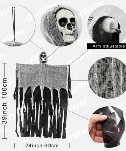 The American Store OurWarm 100cm Halloween Hanging Ghost Haunted House Hanging Grim Reaper Horror Props Home Door Bar Club Halloween Decorations Halloween Prop