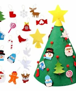 Ourwarm Official Store DIY Felt Toddler Christmas Tree New Year Kids Gifts Toys Artificial Tree Xmas Home Decoration Hanging Ornaments