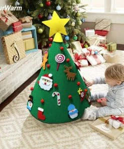 Ourwarm Official Store DIY Felt Toddler Christmas Tree New Year Kids Gifts Toys Artificial Tree Xmas Home Decoration Hanging Ornaments