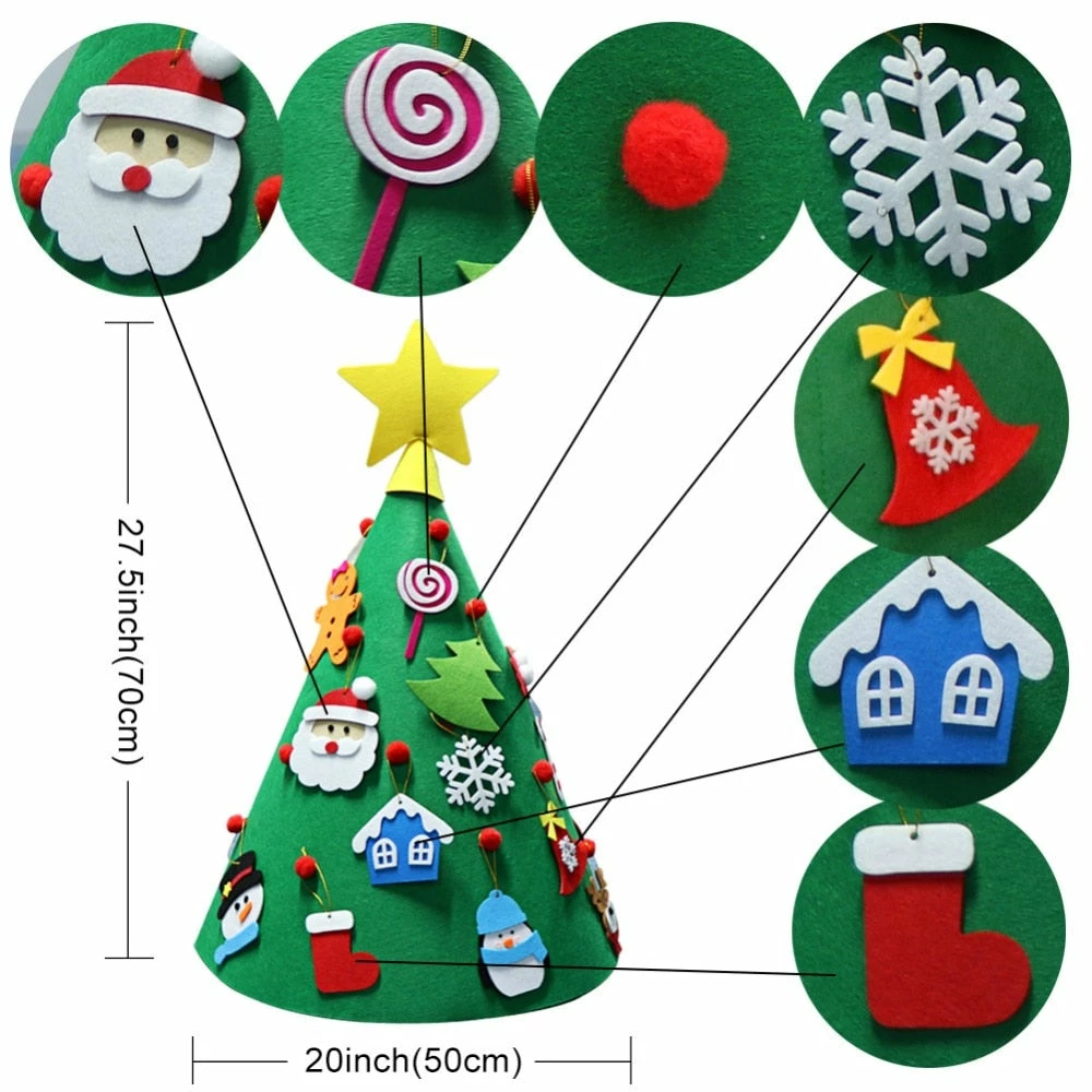 Ourwarm Official Store DIY Felt Toddler Christmas Tree New Year Kids Gifts Toys Artificial Tree Xmas Home Decoration Hanging Ornaments 6 Ourwarm Official Store DIY Felt Toddler Christmas Tree New Year Kids Gifts Toys Artificial Tree Xmas Home Decoration Hanging Ornaments