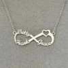 Online American Store Custom Name Accessories Personalized 3 Names Heart Infinity Necklace, Custom Infinity Nameplate, Personalized Infinity Necklace, Gift For Mom