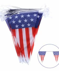 Onlineamericanstore Patriotic Theme Party Supplies Plastic 4th Of July American Flag Party Decoration Bunting Flags Photo Booth Props Favors Pennant Banner