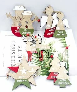 The American Store Santa Claus Deer New Year Natural Wood Christmas Tree Ornaments Pendant Hanging Gifts Xmas Decor For Home Party Decorations 2020 Christmas Ornaments