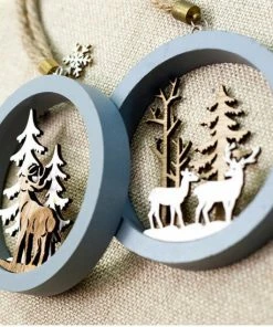 The American Store Santa Claus Deer New Year Natural Wood Christmas Tree Ornaments Pendant Hanging Gifts Xmas Decor For Home Party Decorations 2020 Christmas Ornaments