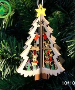 The American Store Santa Claus Deer New Year Natural Wood Christmas Tree Ornaments Pendant Hanging Gifts Xmas Decor For Home Party Decorations 2020 Christmas Ornaments