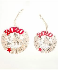 The American Store Santa Claus Deer New Year Natural Wood Christmas Tree Ornaments Pendant Hanging Gifts Xmas Decor For Home Party Decorations 2020 Christmas Ornaments