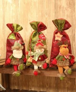 The American Store Christmas Gift Bag Collection Santa Claus Snowman Elk Christmas Candy Packaging Christmas Kids Toy Candy Bag Apple Bag Christmas Decoration For Home