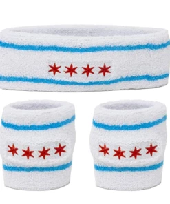 Funny Guy Mugs Patriotic America Unisex Sweatband Set (3-Pack: 1 Headband & 2 Wristbands)