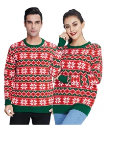 Online American Store Winter Christmas Sweater Men Women Warm Printed Knitted Jumper Top Couple Lovers Xmas Pullover Casual Loose Ladies Male Sweaters