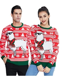 Online American Store Winter Christmas Sweater Men Women Warm Printed Knitted Jumper Top Couple Lovers Xmas Pullover Casual Loose Ladies Male Sweaters