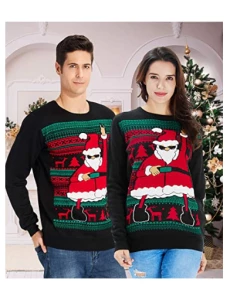 Online American Store Winter Christmas Sweater Men Women Warm Printed Knitted Jumper Top Couple Lovers Xmas Pullover Casual Loose Ladies Male Sweaters