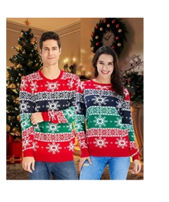Online American Store Winter Christmas Sweater Men Women Warm Printed Knitted Jumper Top Couple Lovers Xmas Pullover Casual Loose Ladies Male Sweaters