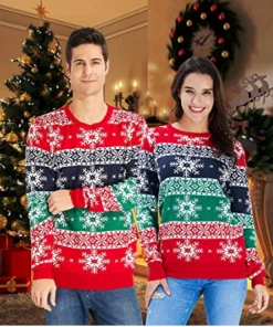 Online American Store Winter Christmas Sweater Men Women Warm Printed Knitted Jumper Top Couple Lovers Xmas Pullover Casual Loose Ladies Male Sweaters