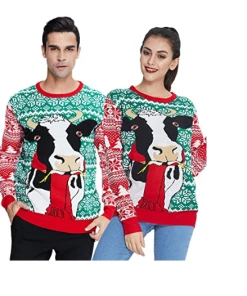 Online American Store Winter Christmas Sweater Men Women Warm Printed Knitted Jumper Top Couple Lovers Xmas Pullover Casual Loose Ladies Male Sweaters