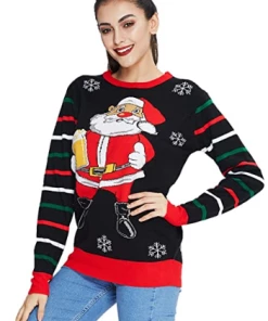 Online American Store Winter Christmas Sweater Men Women Warm Printed Knitted Jumper Top Couple Lovers Xmas Pullover Casual Loose Ladies Male Sweaters