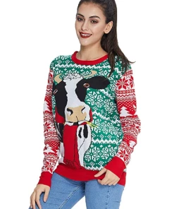 Online American Store Winter Christmas Sweater Men Women Warm Printed Knitted Jumper Top Couple Lovers Xmas Pullover Casual Loose Ladies Male Sweaters