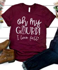DaLON Co., Ltd. Summer Styles Casual Gray Clothes Tee Oh My Gourd I Love Autumn T-Shirt Pumpkin Fall Graphic Tops Thanksgiving Halloween Shirt