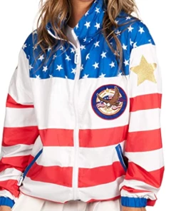 Online American Store Mens Clothing Tipsy Elves Red, White And Blue Retro Styled Windbreaker Jackets For Summer, July 4th And Festivals