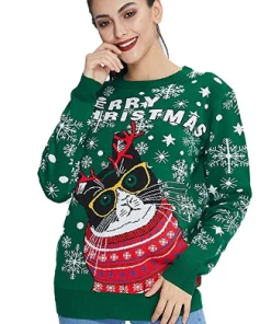 Online American Store Winter Christmas Sweater Men Women Warm Printed Knitted Jumper Top Couple Lovers Xmas Pullover Casual Loose Ladies Male Sweaters