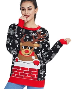 Online American Store Winter Christmas Sweater Men Women Warm Printed Knitted Jumper Top Couple Lovers Xmas Pullover Casual Loose Ladies Male Sweaters