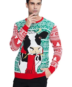 Online American Store Winter Christmas Sweater Men Women Warm Printed Knitted Jumper Top Couple Lovers Xmas Pullover Casual Loose Ladies Male Sweaters