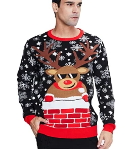 Online American Store Winter Christmas Sweater Men Women Warm Printed Knitted Jumper Top Couple Lovers Xmas Pullover Casual Loose Ladies Male Sweaters