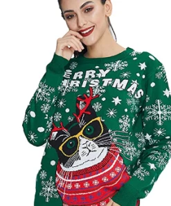 Online American Store Winter Christmas Sweater Men Women Warm Printed Knitted Jumper Top Couple Lovers Xmas Pullover Casual Loose Ladies Male Sweaters