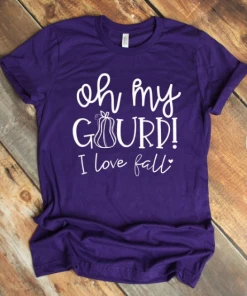 DaLON Co., Ltd. Summer Styles Casual Gray Clothes Tee Oh My Gourd I Love Autumn T-Shirt Pumpkin Fall Graphic Tops Thanksgiving Halloween Shirt