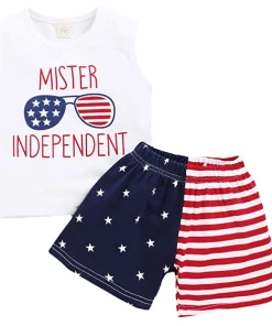 Carrot & Pudcoco Store I Love America Baby Boy 4th Of July Outfits, Summer Sleeveless T-Shirt Vest+ US Flag Shorts Pants Clothes Set Independence Day