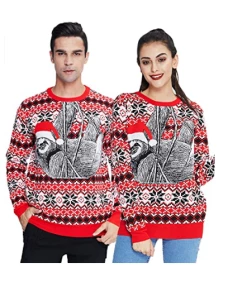 Online American Store Winter Christmas Sweater Men Women Warm Printed Knitted Jumper Top Couple Lovers Xmas Pullover Casual Loose Ladies Male Sweaters