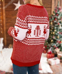 The American Store Deer Korean Couple Matching Pullover Sweaters - Round Collar, Long Sleeve For Christmas Christmas Family Collection