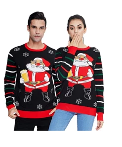 Online American Store Winter Christmas Sweater Men Women Warm Printed Knitted Jumper Top Couple Lovers Xmas Pullover Casual Loose Ladies Male Sweaters