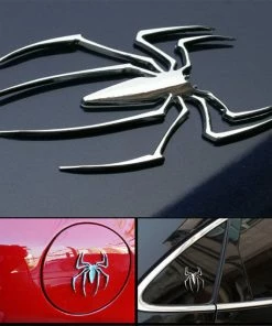 Senzeal Store Senzeal Metal 3D Car Stickers Spider Silver Shape Emblem 3D Car Motor Truck Decal Sticker Universal Car Accessories Styling Patriotic Stickers