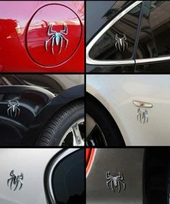 Senzeal Store Senzeal Metal 3D Car Stickers Spider Silver Shape Emblem 3D Car Motor Truck Decal Sticker Universal Car Accessories Styling Patriotic Stickers