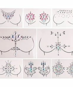 The American Store Shellhard 12 Styles Adhesive Sticky Gems Sticker Makeup Face Boob Jewel Crystal Festival Gems Party Makeup Stickers For Body Art Halloween Temporary Tekashi69 Tattoos
