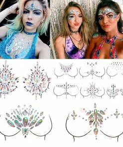 The American Store Shellhard 12 Styles Adhesive Sticky Gems Sticker Makeup Face Boob Jewel Crystal Festival Gems Party Makeup Stickers For Body Art Halloween Temporary Tekashi69 Tattoos