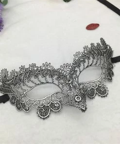 Wawots2018 Store Silver Hot Stamping Ladies Sexy Lace Masquerade Mask For Carnival Halloween Prom Half Face Ball Party Masks Cutout Eye Mask #35
