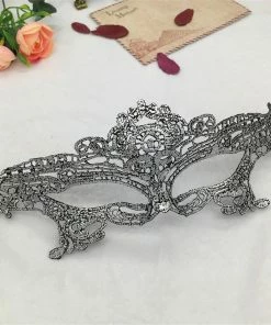 Wawots2018 Store Silver Hot Stamping Ladies Sexy Lace Masquerade Mask For Carnival Halloween Prom Half Face Ball Party Masks Cutout Eye Mask #35