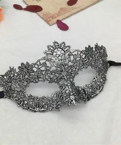 Wawots2018 Store Silver Hot Stamping Ladies Sexy Lace Masquerade Mask For Carnival Halloween Prom Half Face Ball Party Masks Cutout Eye Mask #35