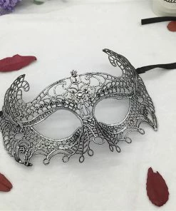 Wawots2018 Store Silver Hot Stamping Ladies Sexy Lace Masquerade Mask For Carnival Halloween Prom Half Face Ball Party Masks Cutout Eye Mask #35