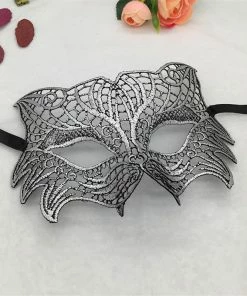 Wawots2018 Store Silver Hot Stamping Ladies Sexy Lace Masquerade Mask For Carnival Halloween Prom Half Face Ball Party Masks Cutout Eye Mask #35