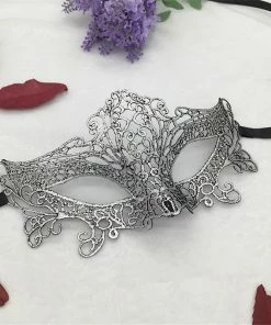Wawots2018 Store Silver Hot Stamping Ladies Sexy Lace Masquerade Mask For Carnival Halloween Prom Half Face Ball Party Masks Cutout Eye Mask #35